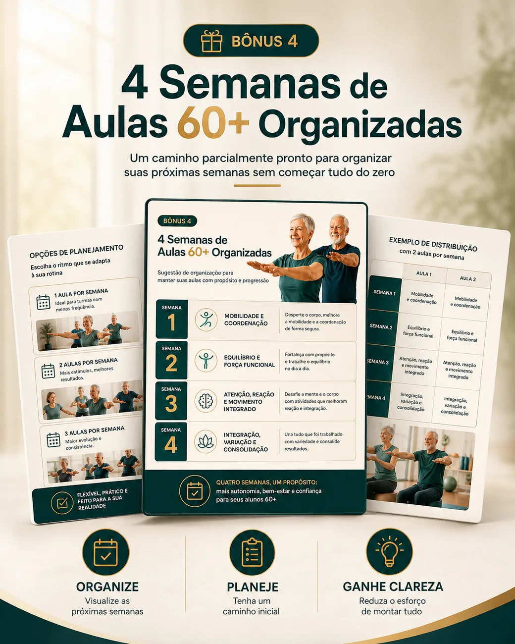 Bônus 4: 4 Semanas de Aulas 60+ Organizadas